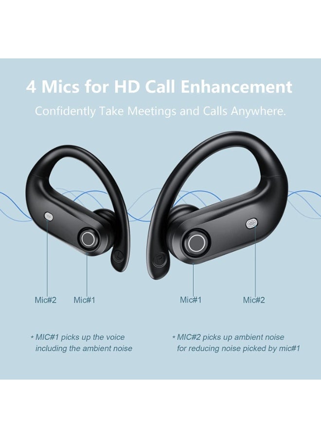 ChicAbode Wireless Earbuds Bluetooth Headphones, 100Hrs Playback Earphones with 2200mAh Wireless Charging Case,4 Mics Clear Call Waterproof, Over Ear Buds in-Ear Earphones with Earhooks for Sports Workout - Image 2